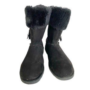 Makalu Womens Suede Boots with Side Zip and Fur Trim Size 5M